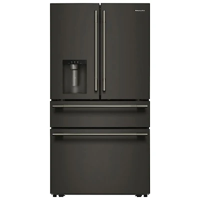 KitchenAid 36" 28.7 Cu. Ft. French Door Refrigerator w/ Water & Ice Dispenser (KRMF436SBE) - Black Ore