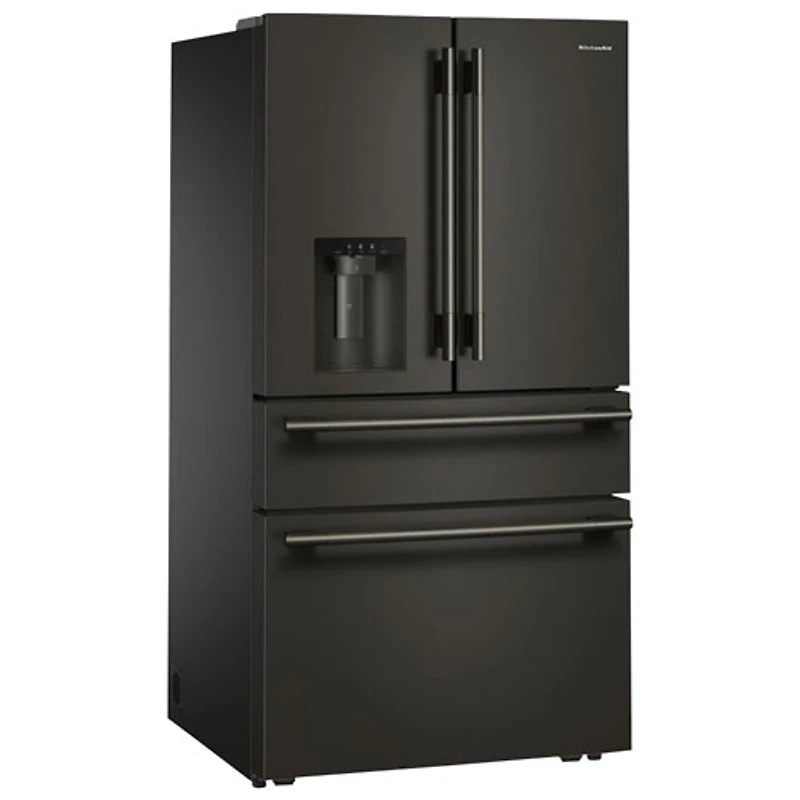 KitchenAid 36" 28.7 Cu. Ft. French Door Refrigerator w/ Water & Ice Dispenser (KRMF436SBE) - Black Ore