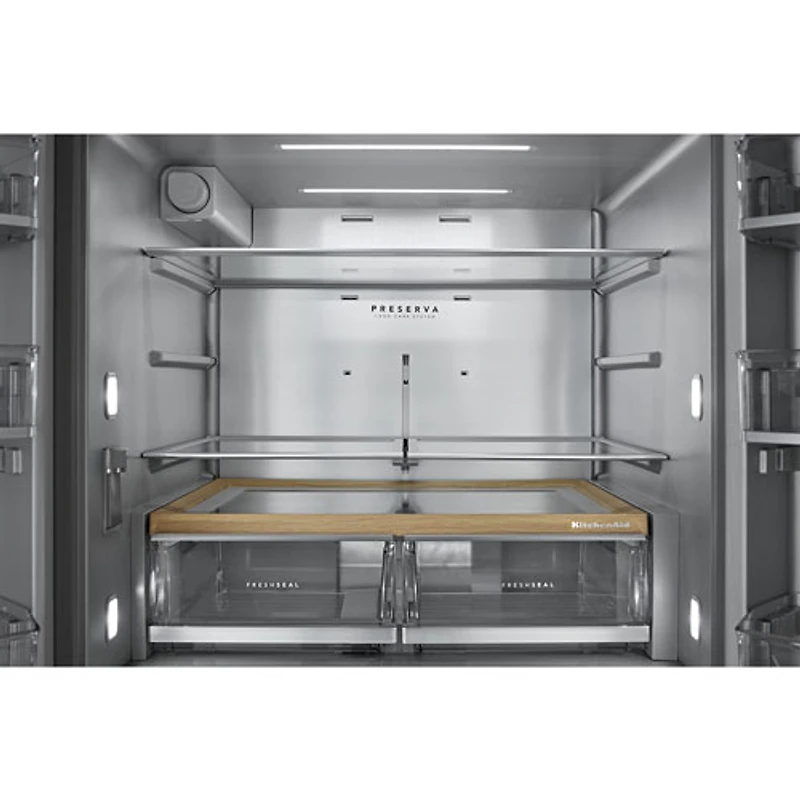 KitchenAid 36" 28.7 Cu. Ft. French Door Refrigerator w/ Water & Ice Dispenser (KRMF436SBE) - Black Ore