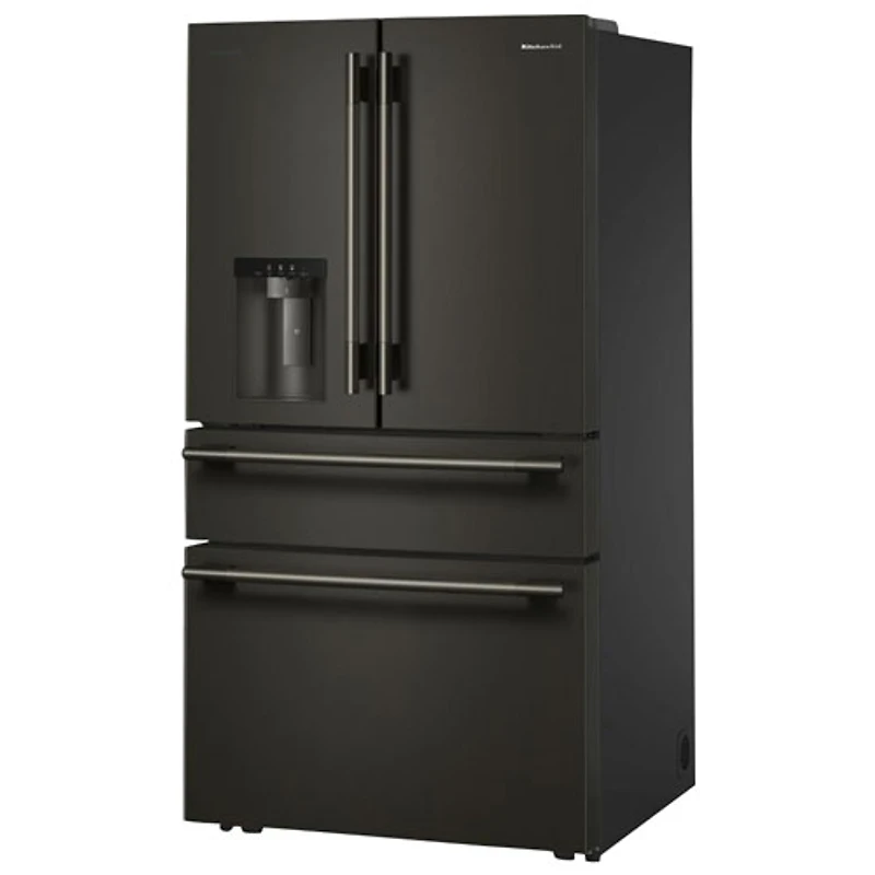 KitchenAid 36" 28.7 Cu. Ft. French Door Refrigerator w/ Water & Ice Dispenser (KRMF436SBE) - Black Ore