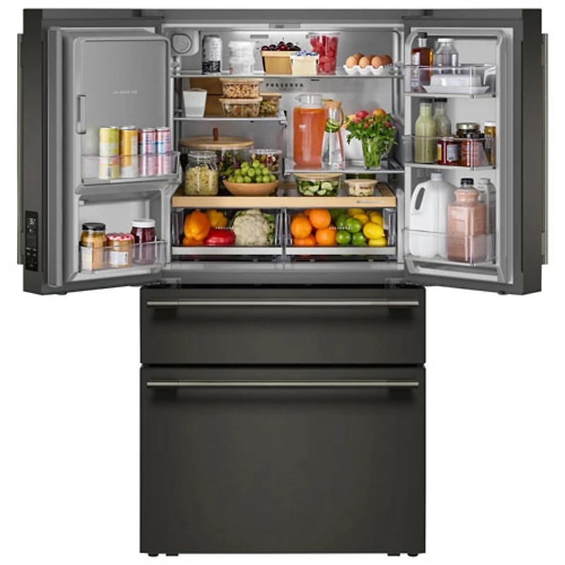 KitchenAid 36" 28.7 Cu. Ft. French Door Refrigerator w/ Water & Ice Dispenser (KRMF436SBE) - Black Ore