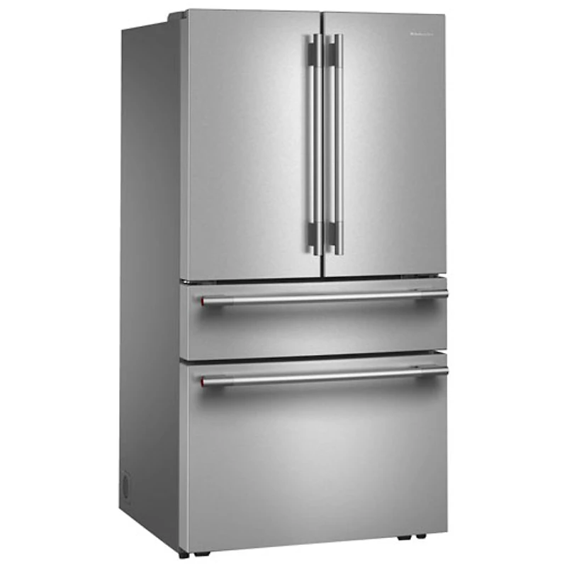 KitchenAid 36" 29.5 Cu. Ft. French Door Refrigerator w/ Water & Ice Dispenser (KRMF336SPS) - PrintShield Stainless