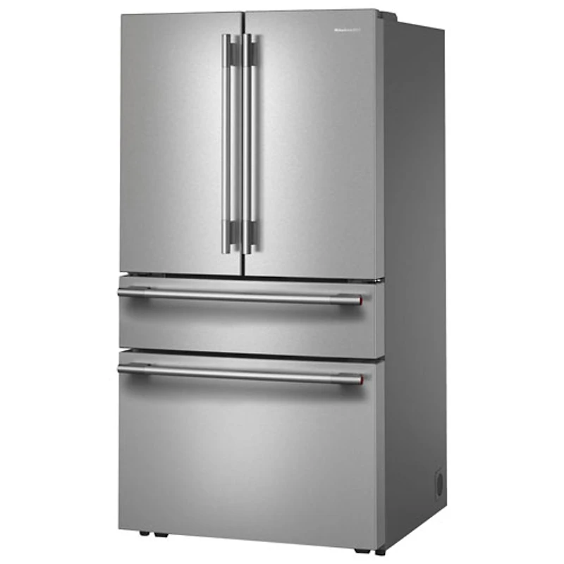 KitchenAid 36" 29.5 Cu. Ft. French Door Refrigerator w/ Water & Ice Dispenser (KRMF336SPS) - PrintShield Stainless