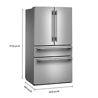 KitchenAid 36" 29.5 Cu. Ft. French Door Refrigerator w/ Water & Ice Dispenser (KRMF336SPS) - PrintShield Stainless