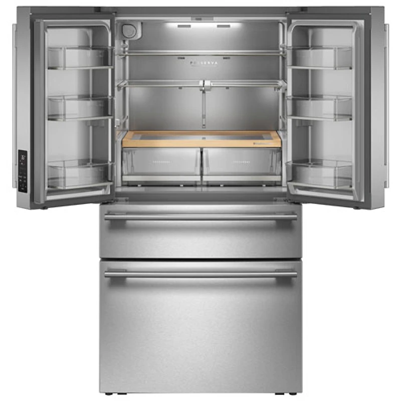 KitchenAid 36" 29.5 Cu. Ft. French Door Refrigerator w/ Water & Ice Dispenser (KRMF336SPS) - PrintShield Stainless