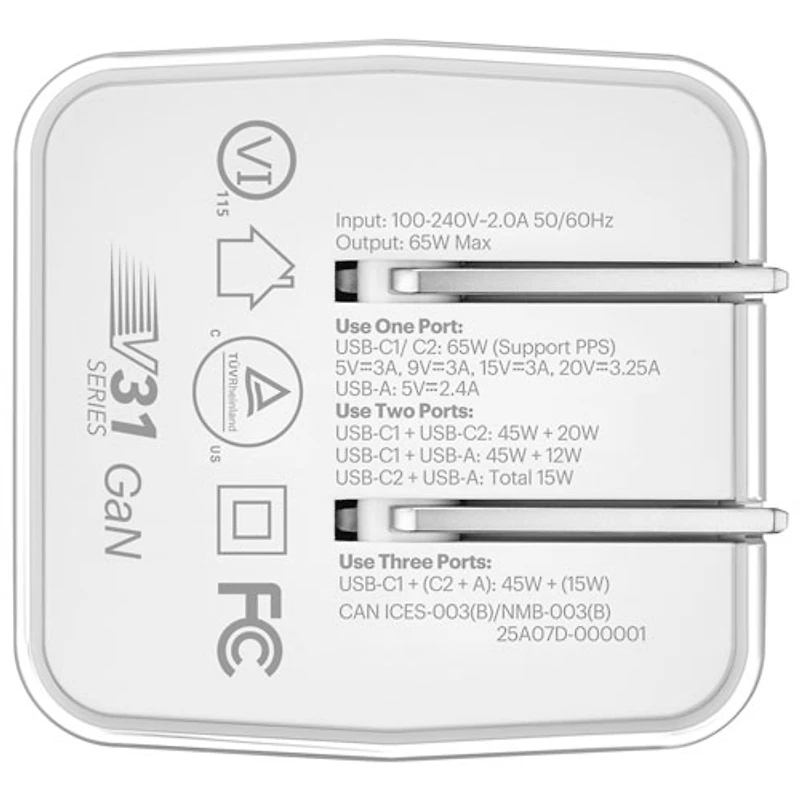Insignia 65W 3-Port Wall Charger with USB-C Cable (NS-MW3165C2B-C) - Only at Best Buy
