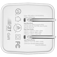 Insignia 65W 3-Port Wall Charger with USB-C Cable (NS-MW3165C2B-C) - Only at Best Buy
