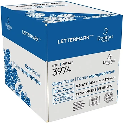 Paquet de 2500 feuilles de papier multiusage 8,5 x 11 po de Domtar - Brillance 92