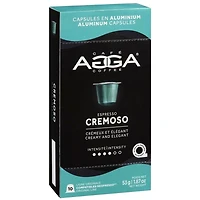 Capsules en aluminium Cremoso 1,87 oz de torréfaction moyenne d'Agga - 10 capsules