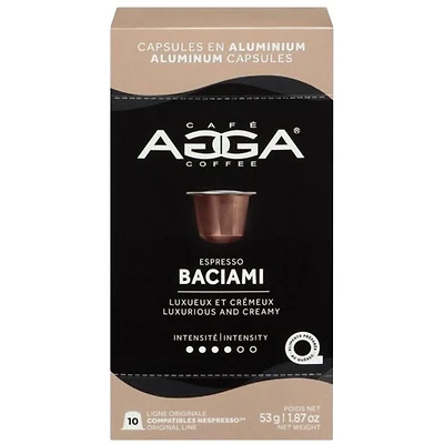 Capsules en aluminium Espresso Baciami 1,87 oz de torréfaction moyenne d'Agga - 10 capsules