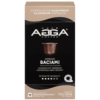 Capsules en aluminium Espresso Baciami 1,87 oz de torréfaction moyenne d'Agga - 10 capsules