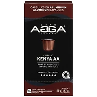 Capsules en aluminium Espresso Kenya AA 1,87 oz de torréfaction foncée d'Agga - 10 capsules