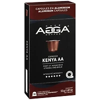 Capsules en aluminium Espresso Kenya AA 1,87 oz de torréfaction foncée d'Agga - 10 capsules