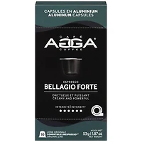 Capsules en aluminium Espresso Bellagio Forte 1,87 oz de torréfaction foncée d'Agga - 10 capsules