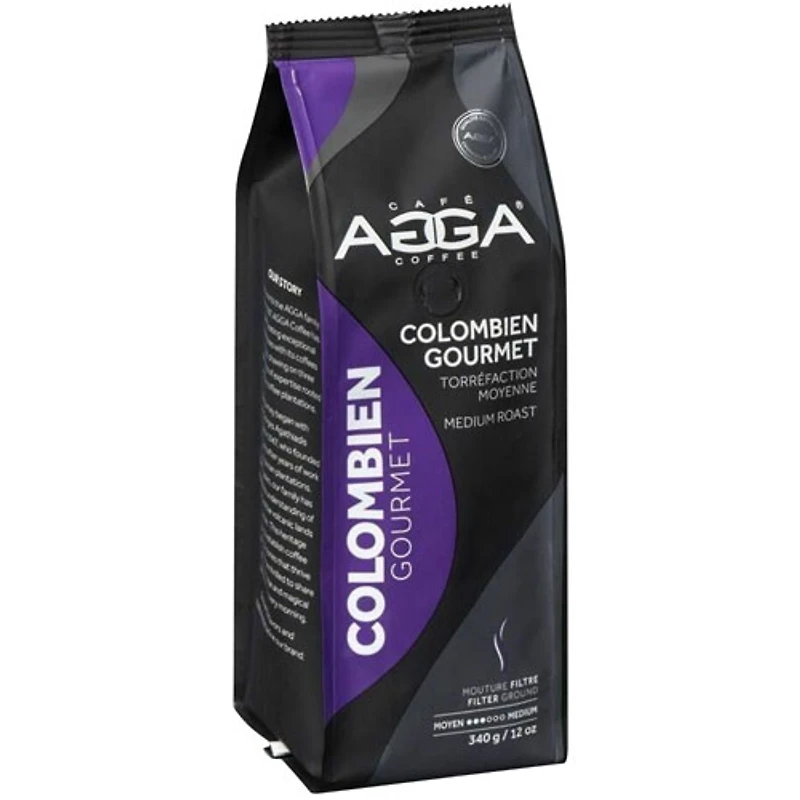 Café filtre moulu de torréfaction moyenne Colombien Gourmet d'Agga - 12 oz (340 g)
