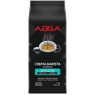 Grains entiers de torréfaction moyenne Crema Barista Espresso d'Agga - 35,3 oz (1 kg)