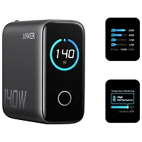 Chargeur mural USB-C GaN PD à 4 ports 140 W d'Anker avec câble USB-C - Gris foncé