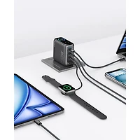 Chargeur mural USB-C GaN PD à 4 ports 140 W d'Anker avec câble USB-C - Gris foncé
