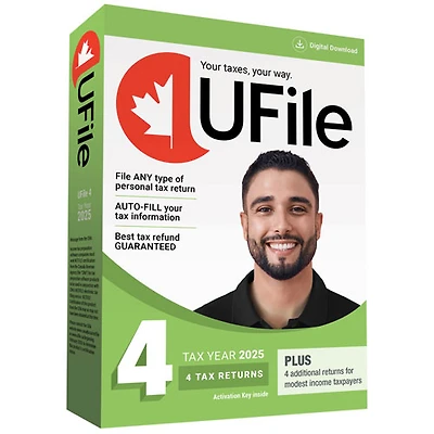 UFile Tax Year 2025 (PC) - 4 Returns - English - Digital Download