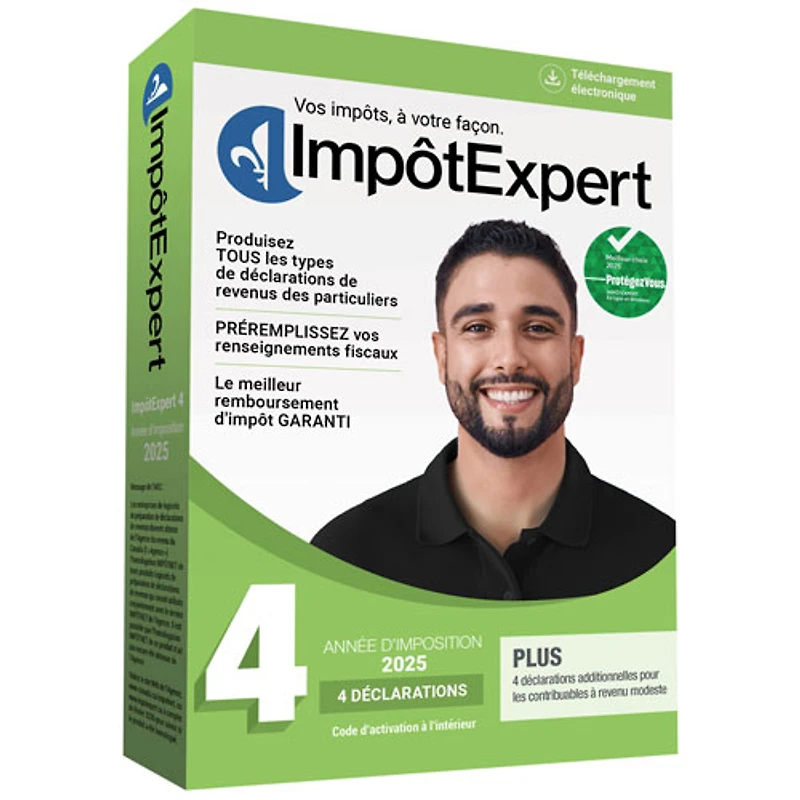 ImpôtExpert Année d'imposition 2025 (PC) - 4 déclarations - Français - Téléchargement numérique