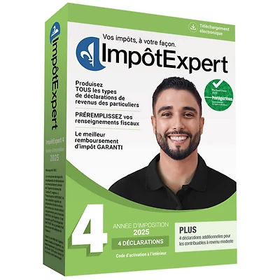 ImpôtExpert Année d'imposition 2025 (PC) - 4 déclarations - Français - Téléchargement numérique