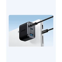 Chargeur mural USB-C à 3 ports 70 W Nano d'Anker avec câble USB-C - Gris foncé