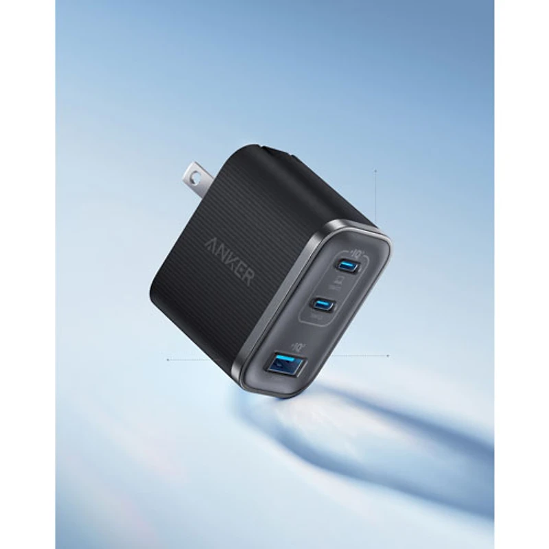 Chargeur mural USB-C à 3 ports 70 W Nano d'Anker avec câble USB-C - Gris foncé
