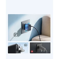 Chargeur mural USB-C à 3 ports 70 W Nano d'Anker avec câble USB-C - Gris foncé