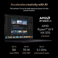 Portable à écran tactile ProArt P16 de 16 po d'ASUS - Noir nano (Ryzen AI 9 HX 370 d'AMD/RAM 32 Go/SSD 1 To/Windows 11 Famille)