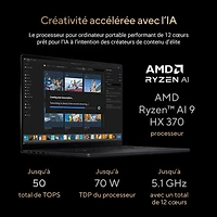 Portable à écran tactile ProArt P16 de 16 po d'ASUS - Noir nano (Ryzen AI 9 HX 370 d'AMD/RAM 32 Go/SSD 1 To/Windows 11 Famille)
