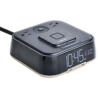 Brandstand CubieTrio Bluetooth Alarm Clock with Magnetic Wireless Charging, 2 USB-C Ports & 2 Outlets - White