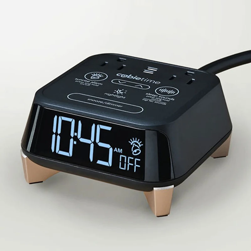 Brandstand CubieTime Zen Alarm Clock with 2 Outlets & USB-C Port
