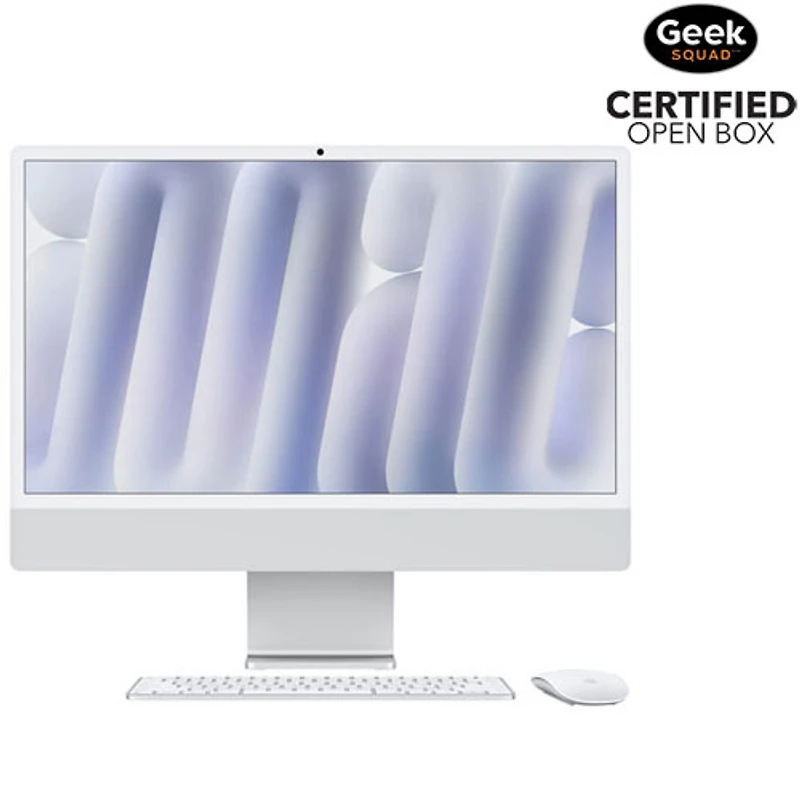 Boîte ouverte - iMac 24 po d'Apple (automne 2024) - Argenté (puce M4 d'Apple/processeur graphique 8 coeurs/RAM 16 Go/SSD 256 Go) - Français