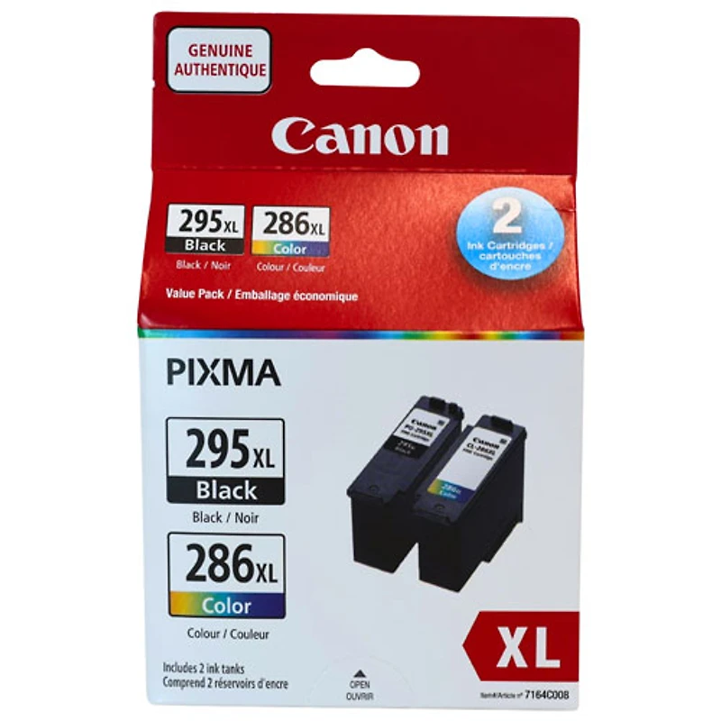 Cartouches d'encre noire/couleur PG-295XL/CL-286XL de Canon (7164C008AA) - Paquet de 2