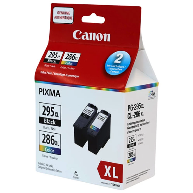 Cartouches d'encre noire/couleur PG-295XL/CL-286XL de Canon (7164C008AA) - Paquet de 2