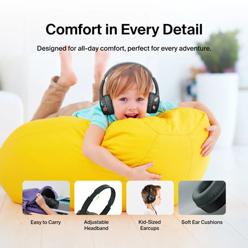 Belkin SoundForm Mini Over-Ear Noise Cancelling Wired Kids Headphones - Black