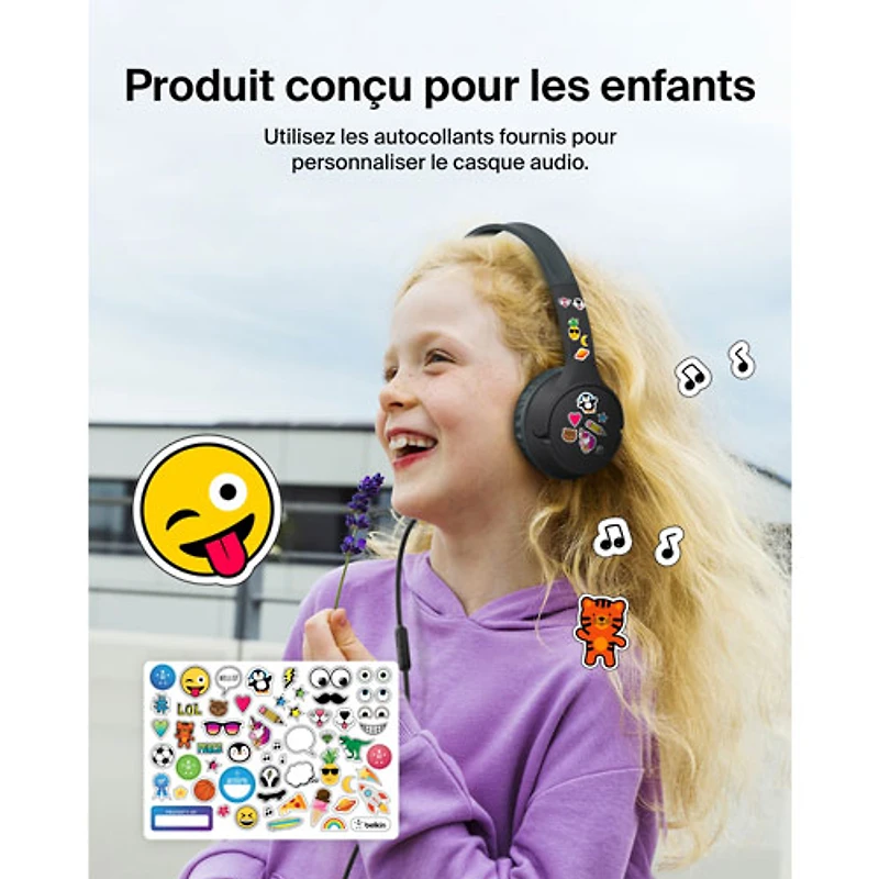 Belkin SoundForm Mini Over-Ear Noise Cancelling Wired Kids Headphones - Black