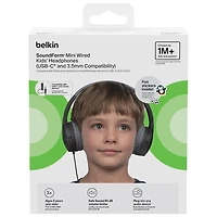 Belkin SoundForm Mini Over-Ear Noise Cancelling Wired Kids Headphones - Black