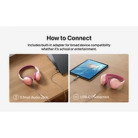 Belkin SoundForm Mini Over-Ear Noise Cancelling Wired Kids Headphones - Pink
