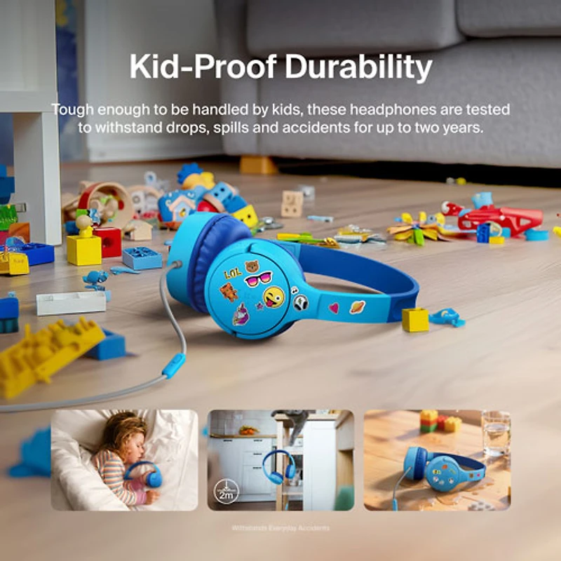 Belkin SoundForm Mini Over-Ear Noise Cancelling Wired Kids Headphones - Blue