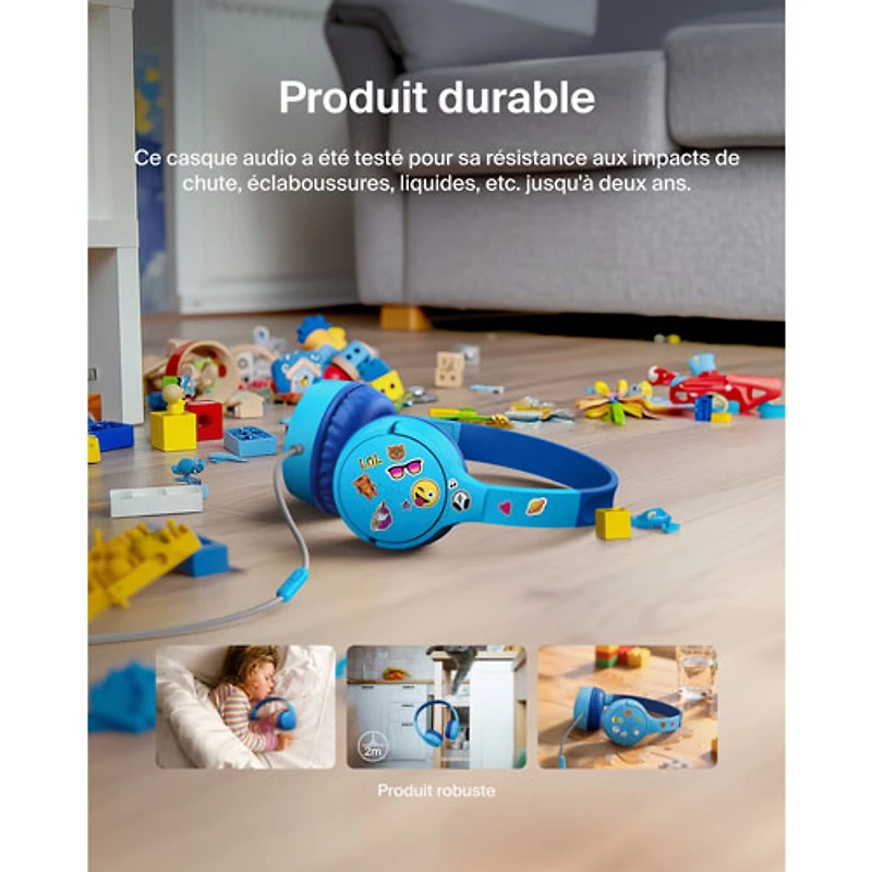 Belkin SoundForm Mini Over-Ear Noise Cancelling Wired Kids Headphones - Blue