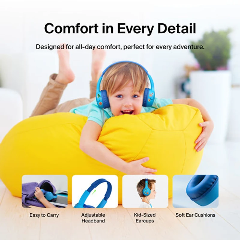 Belkin SoundForm Mini Over-Ear Noise Cancelling Wired Kids Headphones - Blue