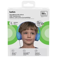 Belkin SoundForm Mini Over-Ear Noise Cancelling Wired Kids Headphones - Blue