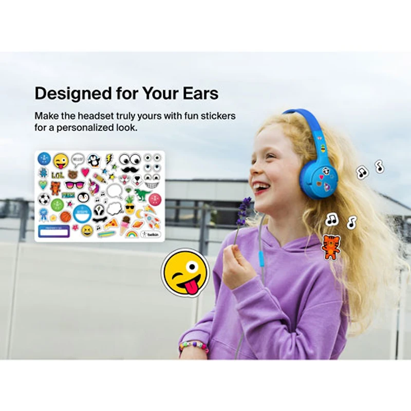 Belkin SoundForm Mini Over-Ear Noise Cancelling Wired Kids Headphones - Blue