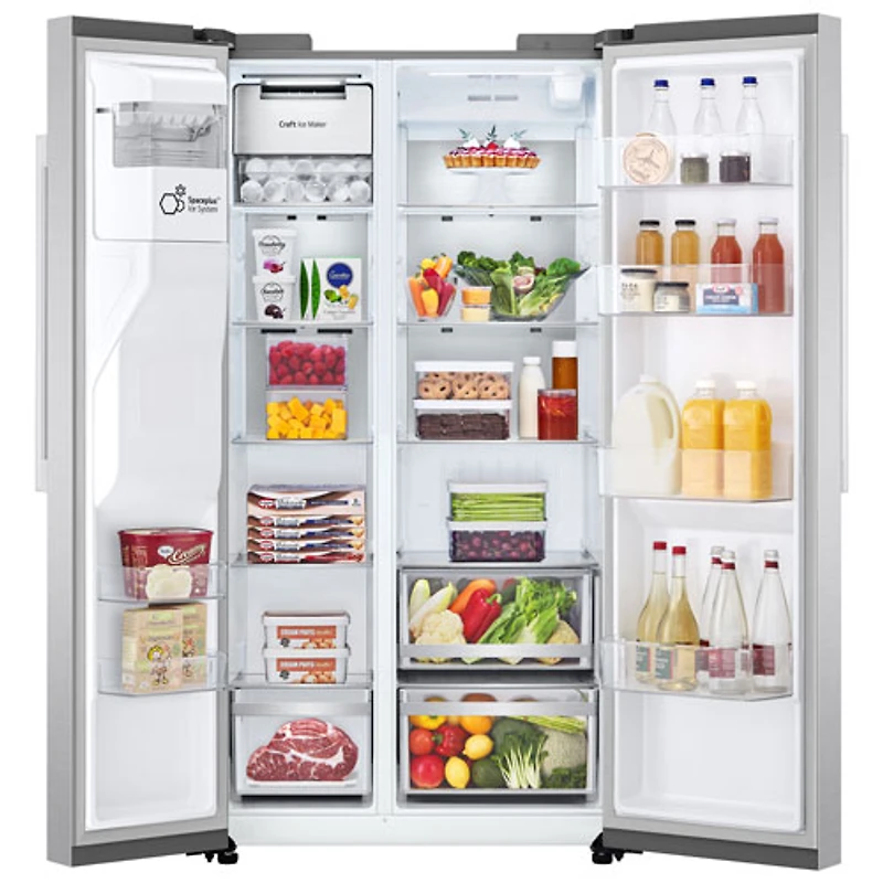 LG 36" 26.6 Cu. Ft. Side-By-Side Refrigerator with Water & Ice Dispenser (LL27T3530S) - PrintProof Stainless Steel