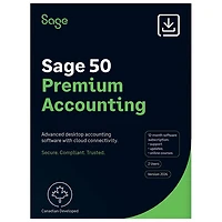 Sage 50 Premium Accounting 2026 (PC) - 2 User - 1 Year Subscription - Bilingual - Digital Download