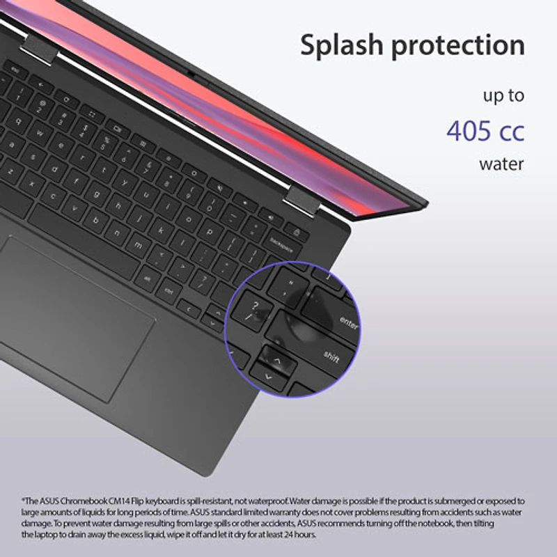 ASUS CM14 Flip 14" Touchscreen Chromebook - Gravity Grey (MediaTek Kompanio 520/128GB eMMC/8GB RAM//ChromeOS)