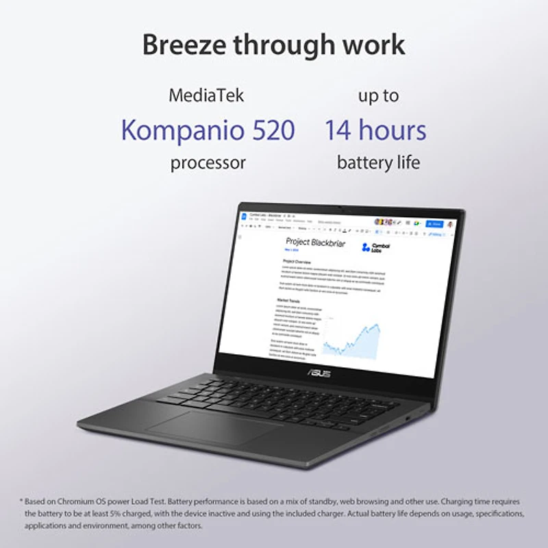 ASUS CM14 Flip 14" Touchscreen Chromebook - Gravity Grey (MediaTek Kompanio 520/128GB eMMC/8GB RAM//ChromeOS)