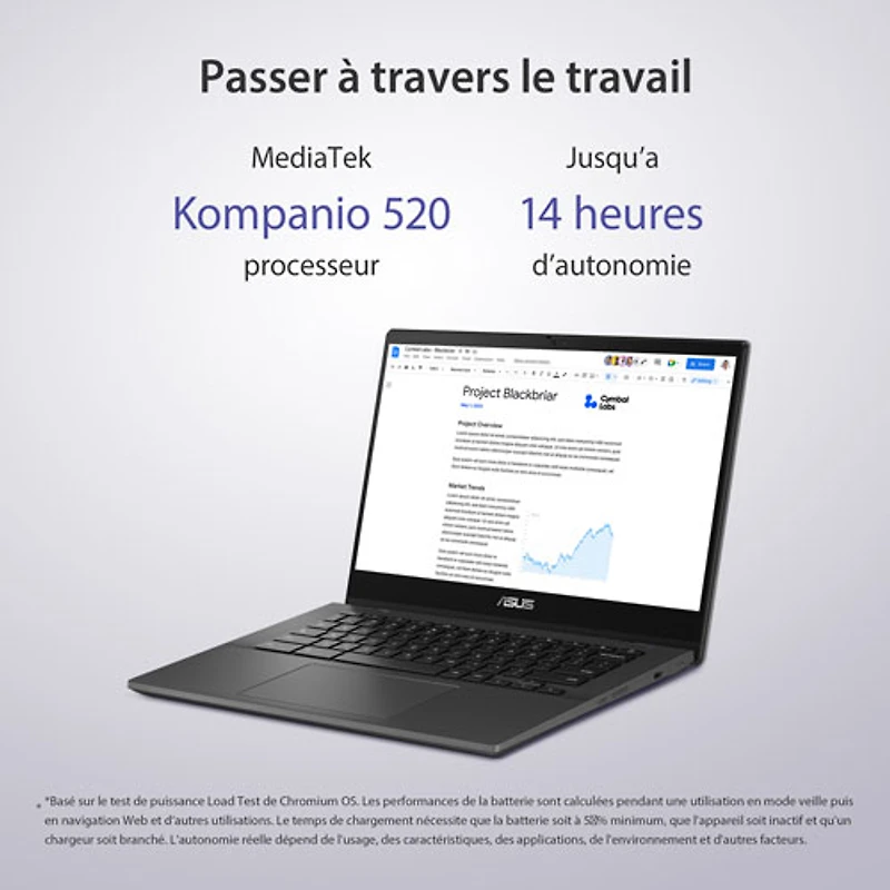 ASUS CM14 Flip 14" Touchscreen Chromebook - Gravity Grey (MediaTek Kompanio 520/128GB eMMC/8GB RAM//ChromeOS)