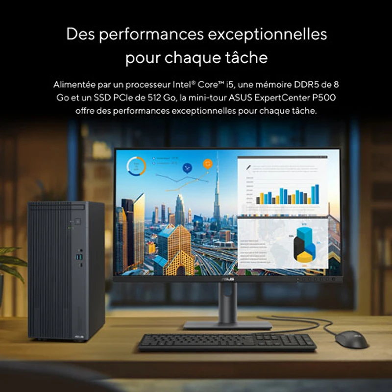 ASUS ExpertCenter P500 Mini Tower Desktop PC (Intel Core i5-13420H/8GB RAM/512GB SSD/Windows 11)